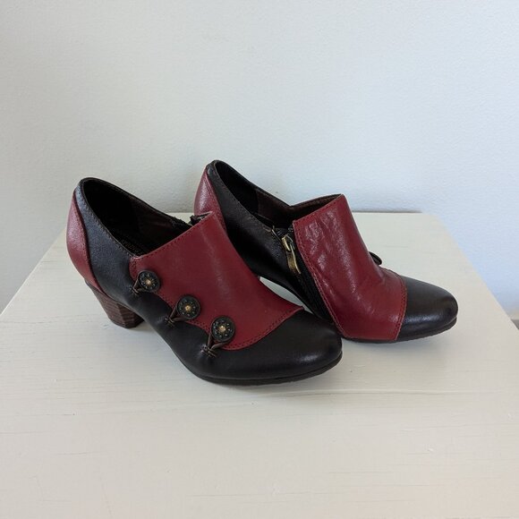 L'Artiste "Green Tea" Genuine Leather Black and Red Boots, 5.5 - Picture 1 of 5